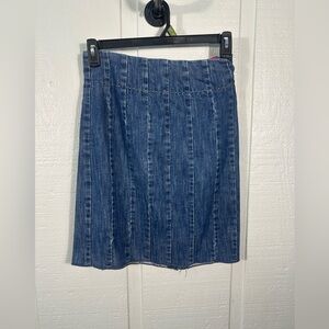 TOMMY HILFIGER Women's Dark Wash Blue Jean Pleated Stretch Skirt Size 2 EUC
